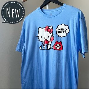 NWT🔖Hello Kitty Blue Red Tee Telephone T-shirt Japan Cute Cat Sanrio
